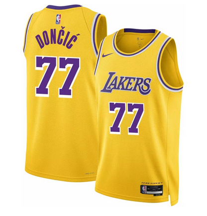 Men Los Angeles Lakers #77 Doncic yellow 2025 NBA nike Jersey